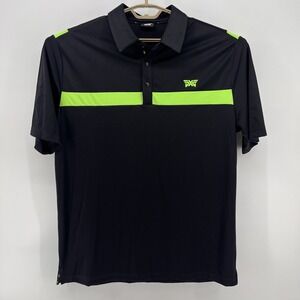 PXG Polo Shirt Mens XL Black Green Snap Collar Parsons Xtreme‎ Golf Performance
